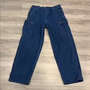 Uniqlo Women’s Indigo Stretch Denim with Button & Drawstring size Large (US L)